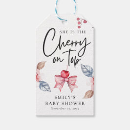 Etiquetas Para Regalos Cherry on Top Pink Bow Coquette Baby Shower