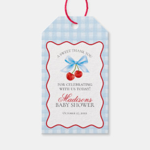 Etiquetas Para Regalos Cherry Sweet Blue Coquette Bow Baby Shower Favor