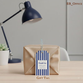 Etiquetas Para Regalos Chic Azul Marino y Rayas Blancas Negocios Gracias