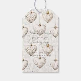 Etiquetas Para Regalos Chic Cream Grey Hearts Ornaments Wedding