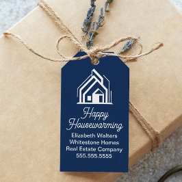 Etiquetas Para Regalos Chic Navy Blue Real Estate Company Custom Realtor