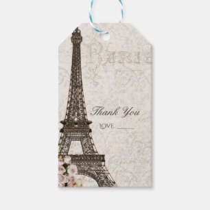 Etiquetas Para Regalos Chic París Torre Eiffel y Rosas Favor Elegante