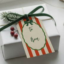 Chic Rayado Rojo & Verde Retro Feliz Navidad