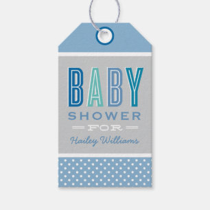 Etiquetas Para Regalos Chic Tipo Bebe Niño Shower Azul y Gris