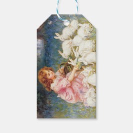 Etiquetas Para Regalos Chica alimentando a los conejos (por Frederick Mor