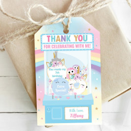 Etiquetas Para Regalos Chica Arcade Cumpleaños Cute Blue Claw Machine Fav