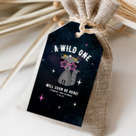 Etiquetas Para Regalos Chica Cósmico Raccoon Wild One Pink Baby Shower