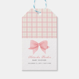 Etiquetas Para Regalos Chica Cute Pink Gingham Plaid Bow Baby Shower