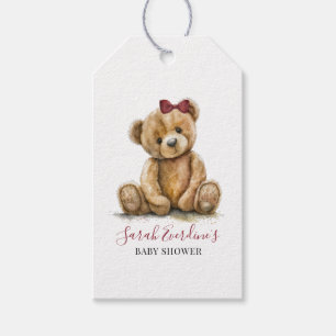 Etiquetas Para Regalos Chica de acuarela Teddy Bear Baby Shower