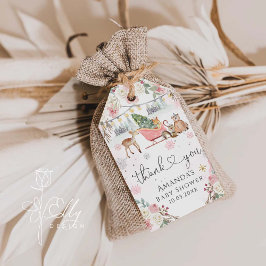 Etiquetas Para Regalos Chica de Animales de Woodland Rosa de Invierno Bab