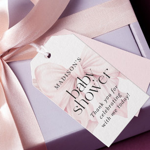 Etiquetas Para Regalos Chica de Bow rosado lindo Baby Shower Favor