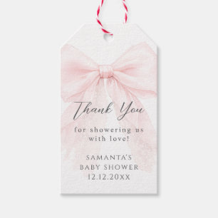 Etiquetas Para Regalos Chica de celebración de bebé moderna con lazo rosa