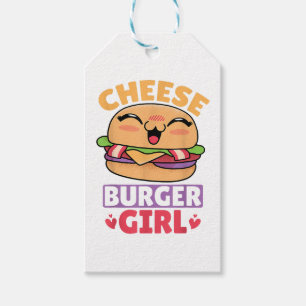 Etiquetas Para Regalos Chica de Cheeseburger, Mujeres Hamburguesas y Chee