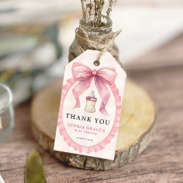 Etiquetas Para Regalos Chica de Coquette de Moda de Bow Rosado Baby Showe
