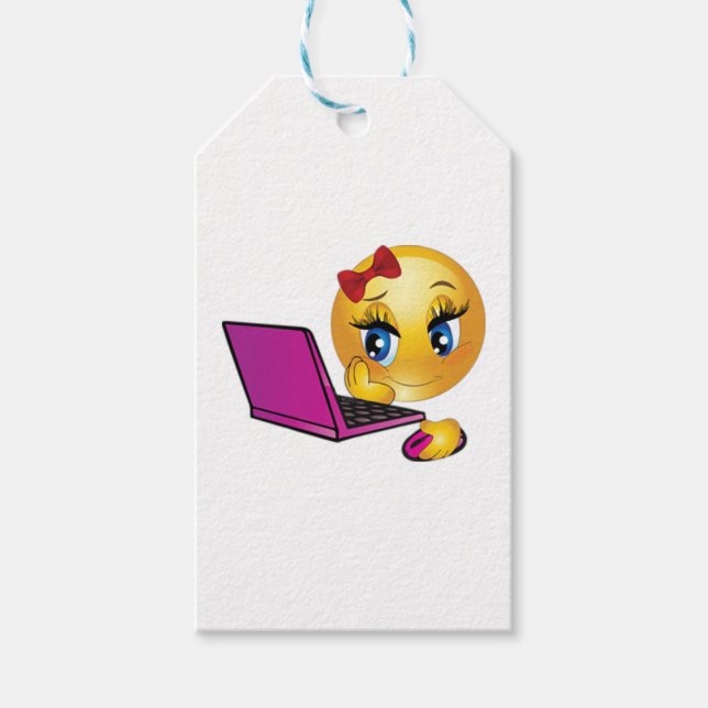 Etiquetas Para Regalos Chica de Emoji personalizada para portátiles (Anverso)