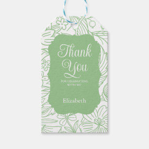 Etiquetas Para Regalos Chica de Flora Blanca Verde Rana Cumpleaños Gracia