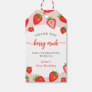 Etiquetas Para Regalos Chica de fresa primer cumpleaños gracias Berry muc