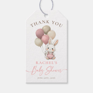 Etiquetas Para Regalos Chica de globos rosados de conejo conejo conejo Ba