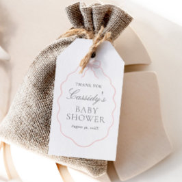 Etiquetas Para Regalos Chica de lazo rosa vintage para baby shower