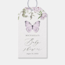 Etiquetas Para Regalos Chica de mariposa morada floral Baby Shower