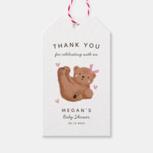 Etiquetas Para Regalos Chica de oso cortado Baby Shower Gracias