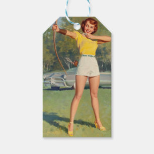 Etiquetas Para Regalos Chica de pinza de Medcalf Archer retro vintage