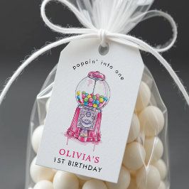 Etiquetas Para Regalos Chica de Poppin Rosado Bubblegum Primer Fiesta de 