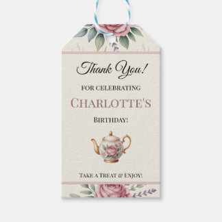 Etiquetas Para Regalos Chica de Té Floral Suave Fiesta Invitada Nombre Gr