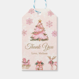 Etiquetas Para Regalos Chica de Winter Onederland cumpleaños 1 rosa copo 