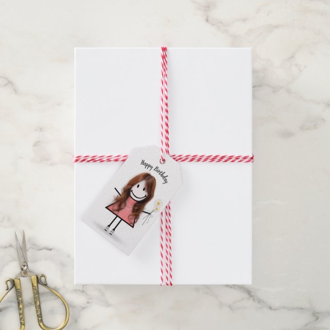 Etiquetas Para Regalos Chica en Gingham (Con cuerda)