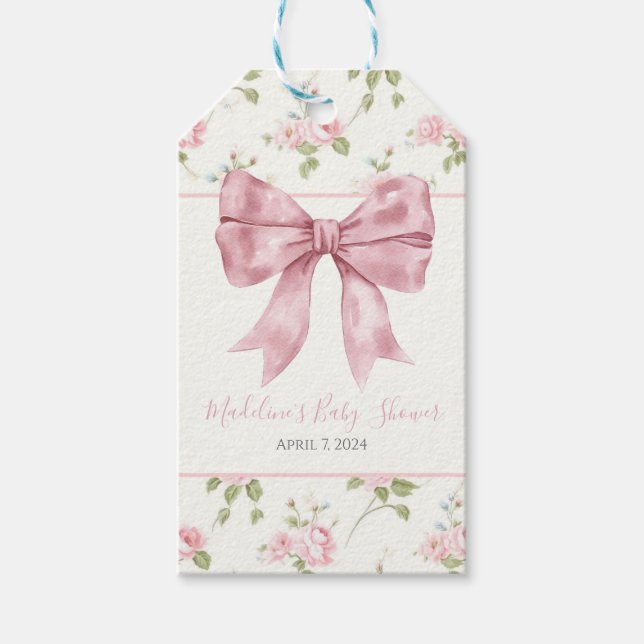 Etiquetas Para Regalos Chica floral preppy Southern Pink Baby Shower (Anverso)