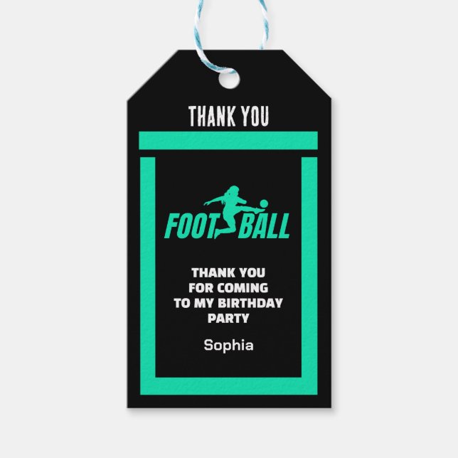 Etiquetas Para Regalos Chica jugador de fútbol verde, equipo de Chica de  (Anverso)