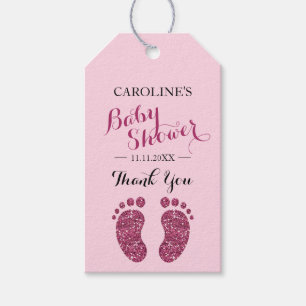 Etiquetas Para Regalos Chica Purpurina de pies de bebé rosado Baby Shower