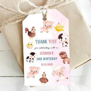 Etiquetas Para Regalos Chica Rosa Animales de granja Fiesta de cumpleaños