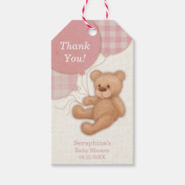 Etiquetas Para Regalos Chica Rosa Balón Teddy Bear Gracias