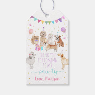 Etiquetas Para Regalos Chica Rosa Perro Cachorro Puppy Cumpleaños