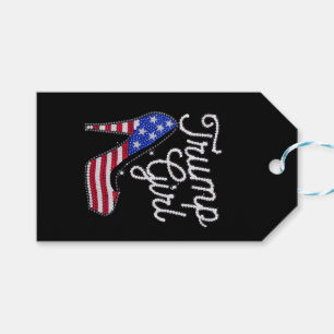 Etiquetas Para Regalos Chica Trump Tacón Alto Bandera Americana Brillo Pa