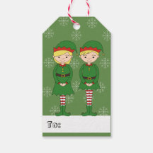 Chica y Chico Elfo Copos de Nieve de Navidad illus