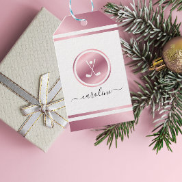 Etiquetas Para Regalos Chicas Deportivo Golf Rosa Dorado Nombre de Golfis