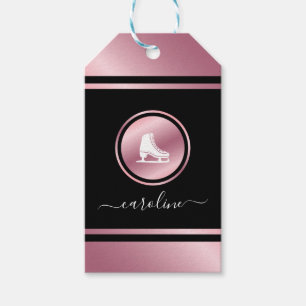 Etiquetas Para Regalos Chicas Figura Rosa de patinaje sobre hielo dorado