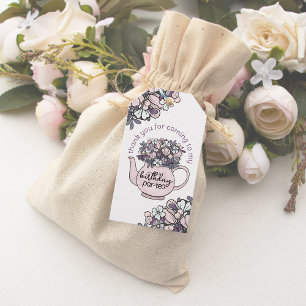 Etiquetas Para Regalos Chicas Floral de Teapot Cumpleaños Gracias Por Fav