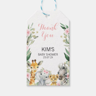 Etiquetas Para Regalos Chicas Safari Floral Wreath Baby Shower Gracias