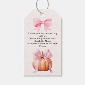 Etiquetas Para Regalos Chico Calabacín Baby Shower – Otoño con Lazo Rosa
