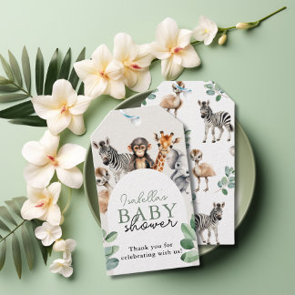 Etiquetas Para Regalos Chico de animales salvajes de la jungla tropical B
