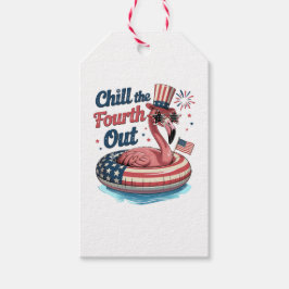 Etiquetas Para Regalos Chill The Fourth Out Funny 4th of July Flamingo