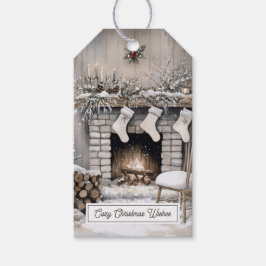 Etiquetas Para Regalos Chimenea acogedora de Navidad