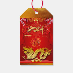 Etiquetas Para Regalos Chino Año Nuevo 2024 Dragon Red Knot personal GT