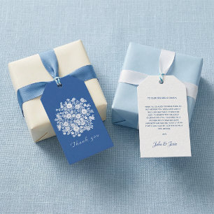 Etiquetas Para Regalos Chinoiserie azul polvoriento floral favor de agrad