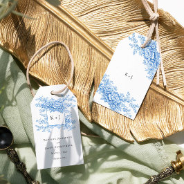 Etiquetas Para Regalos Chinoiserie Blue Floral Classic Wedding Monogram