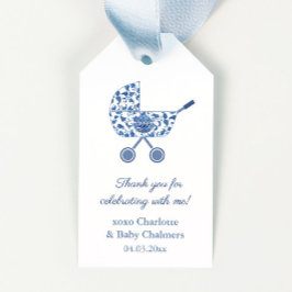 Etiquetas Para Regalos Chinoiserie Blue Stroller Baby Shower Favorito Tag